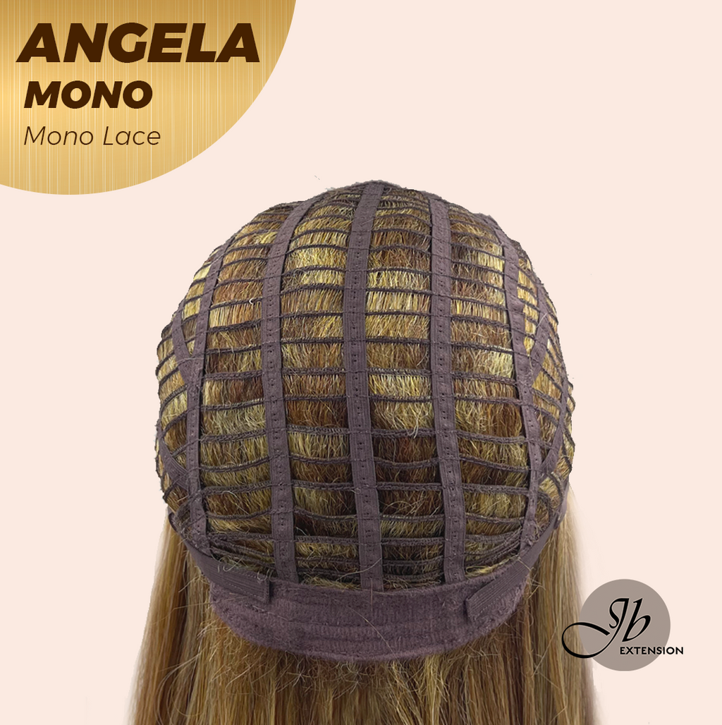JBEXTENSION ANGELA MONO Monofilament Handmade Wig 6X5 Full Monofilament Hand Tied Top Wig 16 Inches Crème Caramel Mono Lace Wig With Anti-slip Silicone Strips Glueless Wig ANGELA MONO【BENDY EAR TABS】
