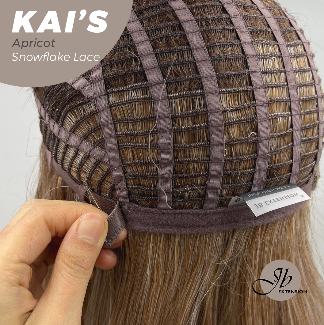 JBEXTENSION 18 Inches Apricot Pre-Cut Snowflake Lace Frontlace Glueless Wig KAI'S APRICOT【PERMATEASE】【BENDY EAR TABS】