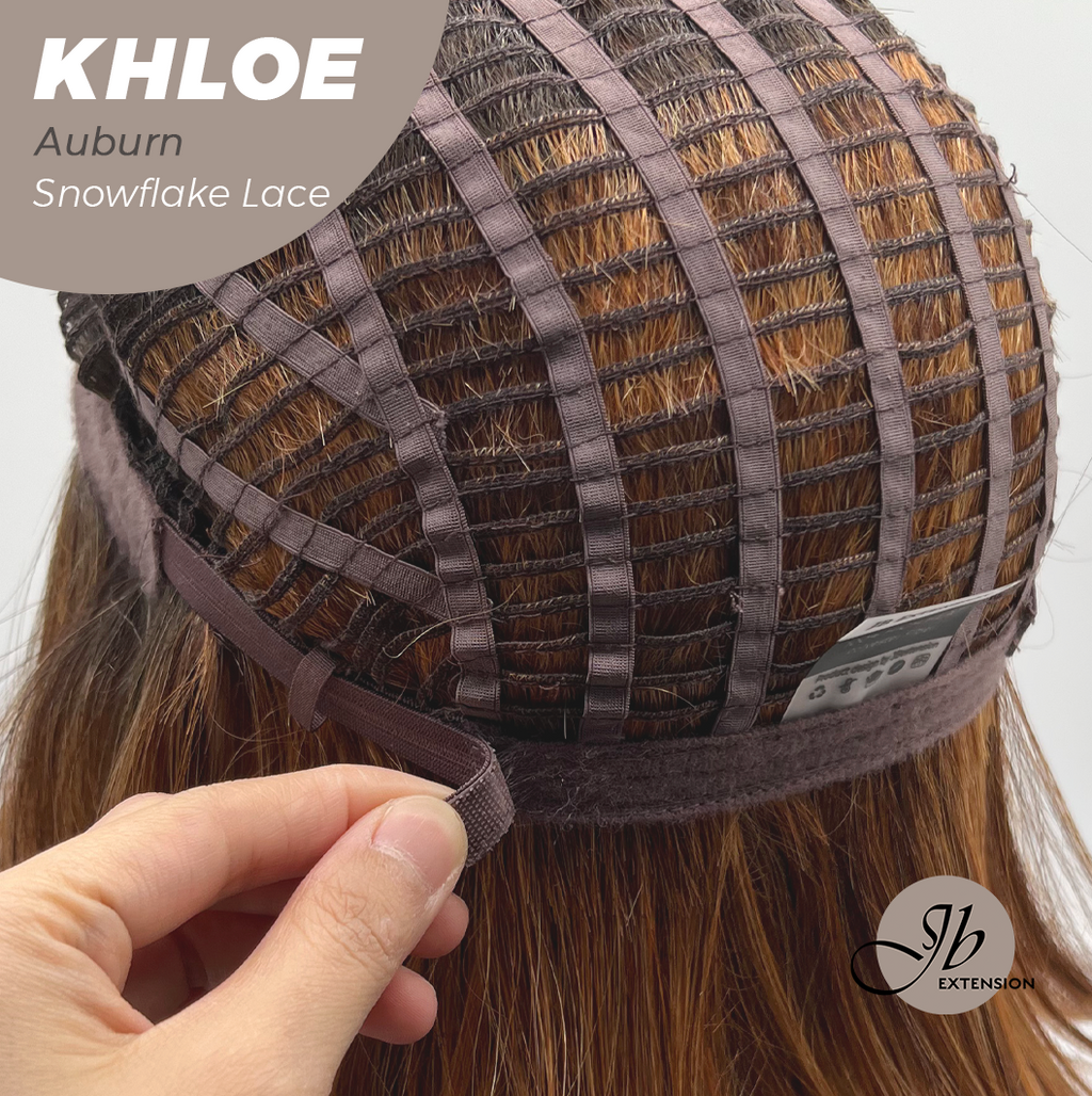 JBEXTENSION 12 Inches Bob Cut Auburn Pre-Cut Snowflake Lace Frontlace Glueless Wig KHLOE AUBURN【PERMATEASE】【BENDY EAR TABS】- M/L