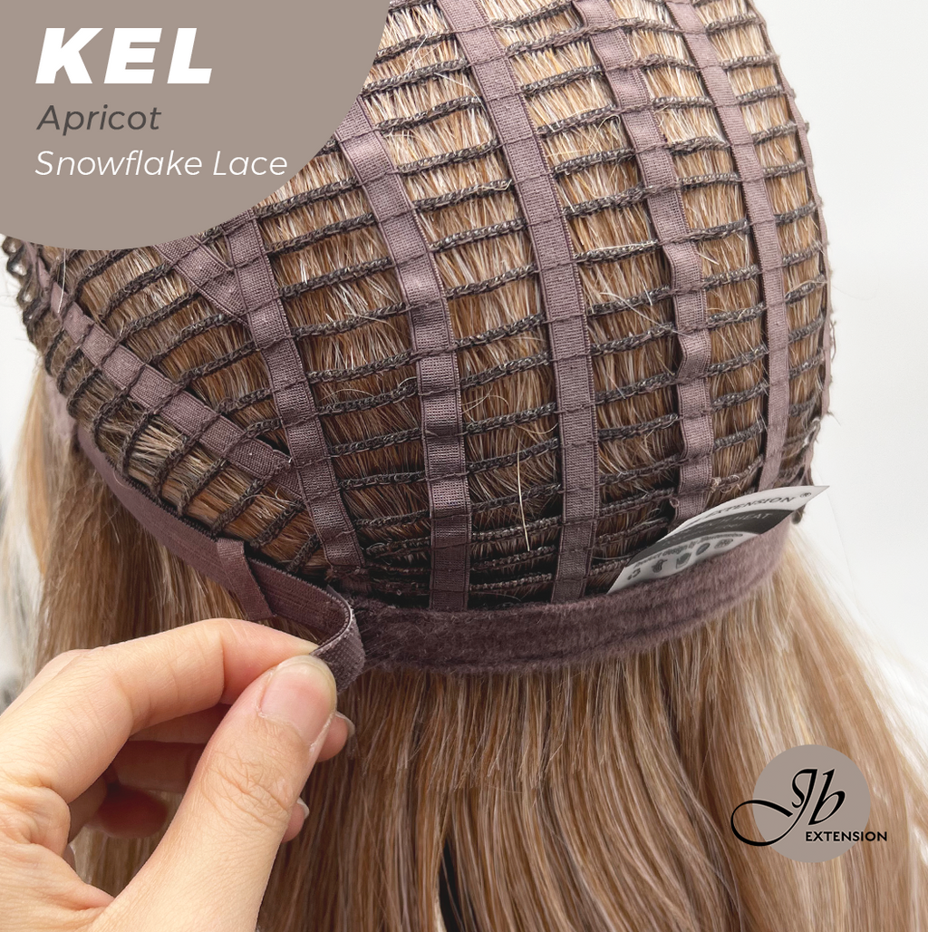 JBEXTENSION 22 Inches Apricot Pre-Cut Snowflake Lace Frontlace Glueless Wig KEL APRICOT【PERMATEASE】【BENDY EAR TABS】- M/L