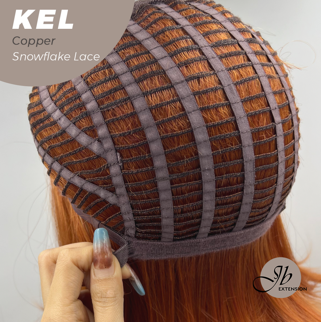 JBEXTENSION 22 Inches Copper Pre-Cut Snowflake Lace Frontlace Glueless Wig KEL COPPER【PERMATEASE】【BENDY EAR TABS】- S/M
