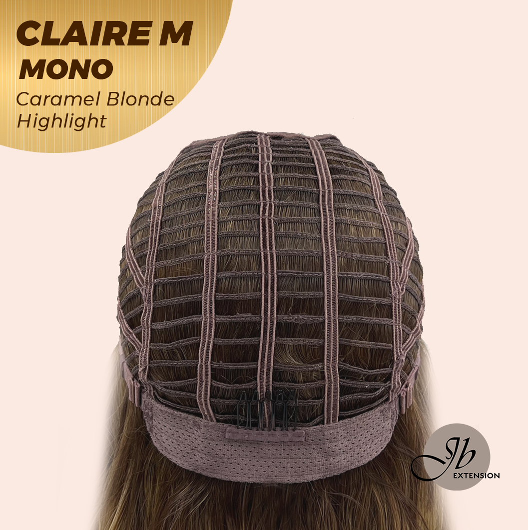 HOT OF SEASON - JBEXTENSION CLAIRE MONO CARAMEL BLONDE HIGHLIGHT Partial Monofilament Wig 22 Inches Caramel Blonde Highlight Partial Mono Lace Glueless Wig CLAIRE MONO CARAMEL BLONDE HIGHLIGHT【BENDY EAR TABS】