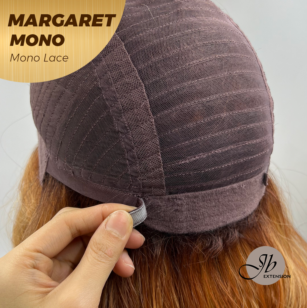 JBEXTENSION MARGARET MONO Monofilament Handmade Wig 6X5 Full Monofilament Hand Tied Top Wig 20 Inches Light Copper Mono Lace Handmade Futura Fiber Wig With Anti-slip Silicone Strips Glueless Wig MARGARET MONO【BENDY EAR TABS】