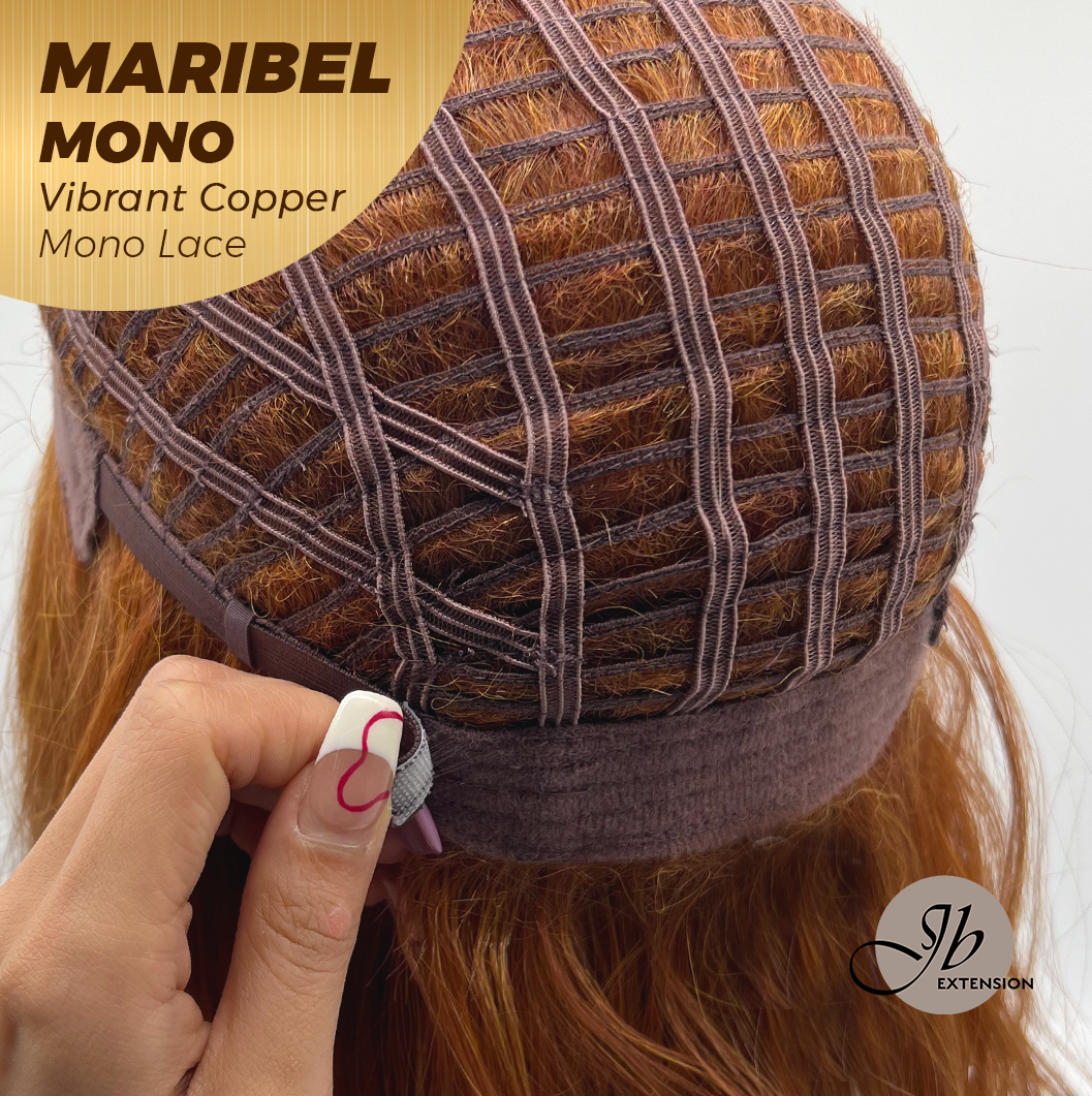 JBEXTENSION MARIBEL MONO VIBRANT COPPER Monofilament Handmade Wig 6X5 Full Monofilament Hand Tied Top Wig 16 Inches Vibrant Copper Wave Mono Lace Wig With Anti-slip Silicone Strips Glueless Wig MARIBEL MONO VIBRANT COPPER【BENDY EAR TABS】