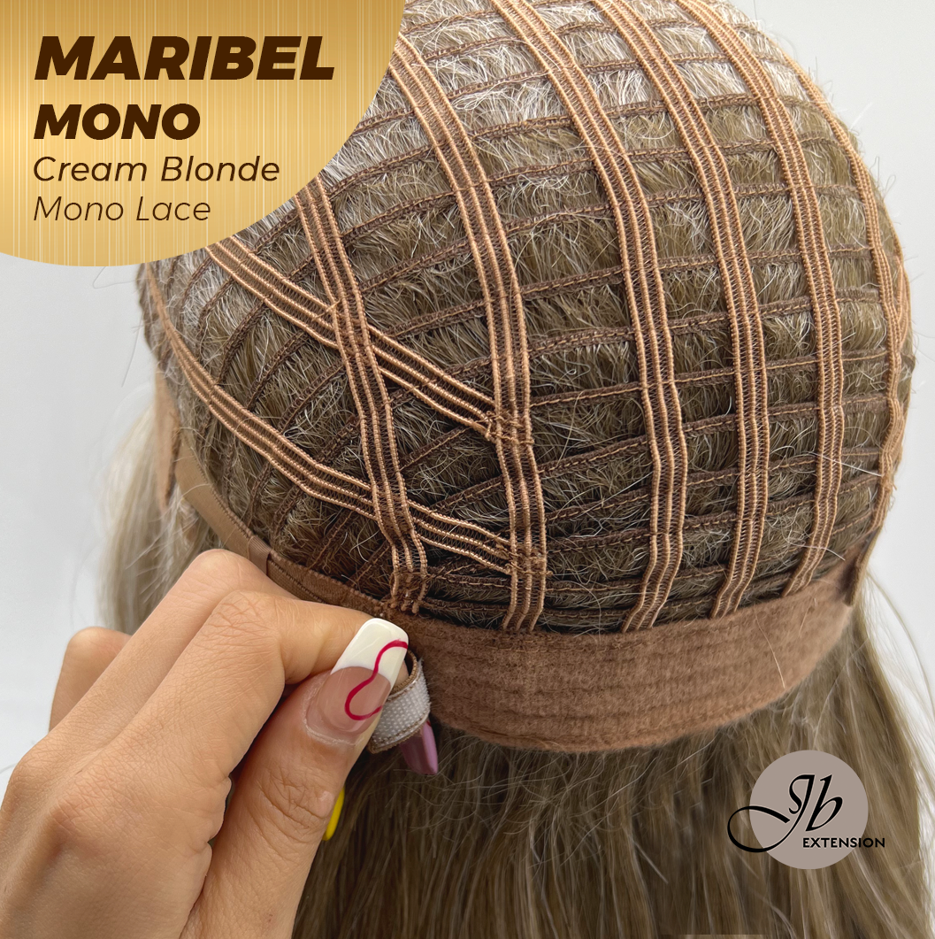 [PRE-ORDER] JBEXTENSION MARIBEL MONO CREAM BLONDE Monofilament Handmade Wig 6X5 Full Monofilament Hand Tied Top Wig 16 Inches Cream Blonde Wave Mono Lace Wig With Anti-slip Silicone Strips Glueless Wig MARIBEL MONO CREAM BLONDE【BENDY EAR TABS】
