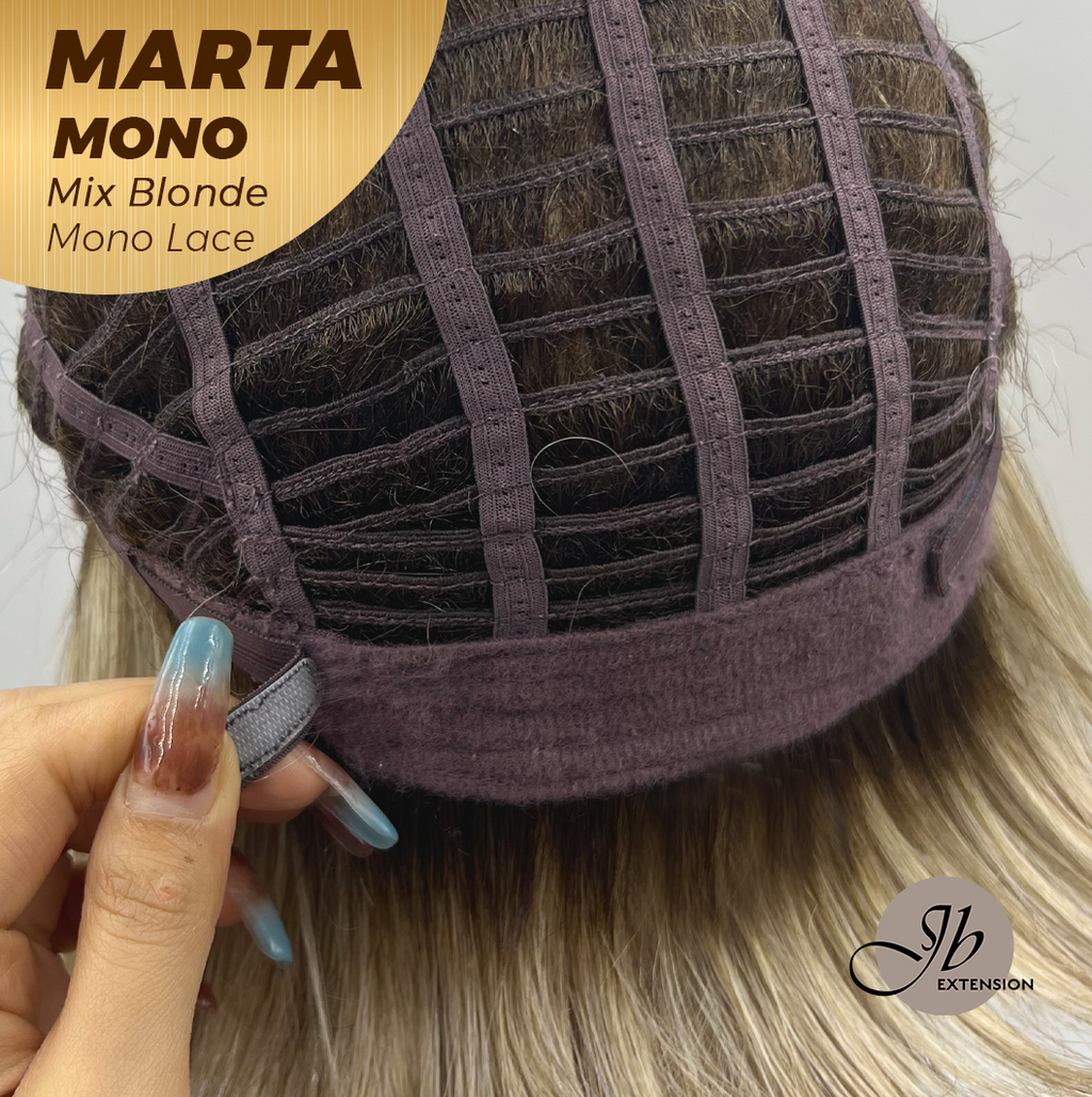 [PRE-ORDER] JBEXTENSION MARTA MONO MIX BLONDE Monofilament Handmade Wig 6X5 Full Monofilament Hand Tied Top Wig 10 Inches Mix Blonde Mono Lace Handmade Futura Fiber Wig With Anti-slip Silicone Strips Glueless Wig MARTA MONO MIX BLONDE【BENDY EAR TABS】