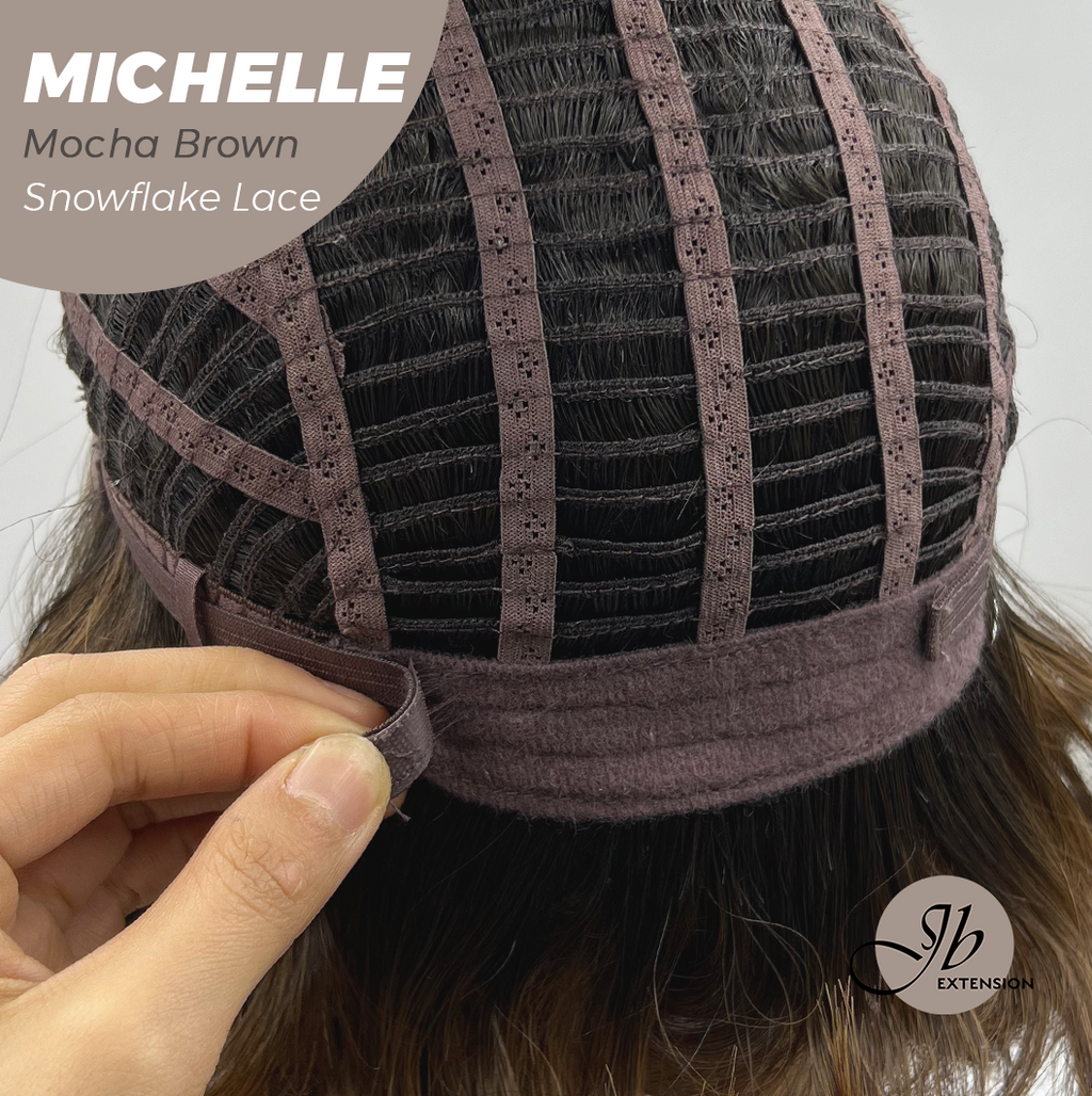 JBEXTENSION 10 Inches Mocha Brown Pre-Cut Side Part Snowflake Lace Frontlace Glueless Wig MICHELLE MOCHA BROWN【BENDY EAR TABS】