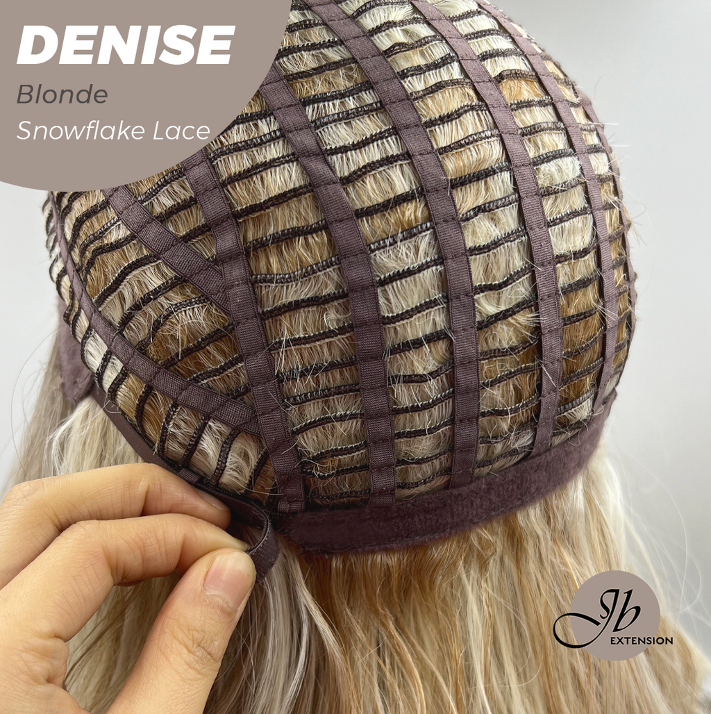 JBEXTENSION 24 Inches Blonde Wave Pre-Cut Snowflake Lace Frontlace Glueless Wig DENISE BLONDE【PERMATEASE】【BENDY EAR TABS】- M/L