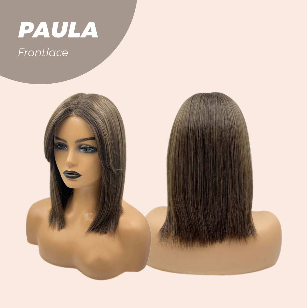 Nichole's Selection -12 Inches Bob Cut Cold Brown Straight Pre-Cut Frontlace Glueless Wig PAULA
