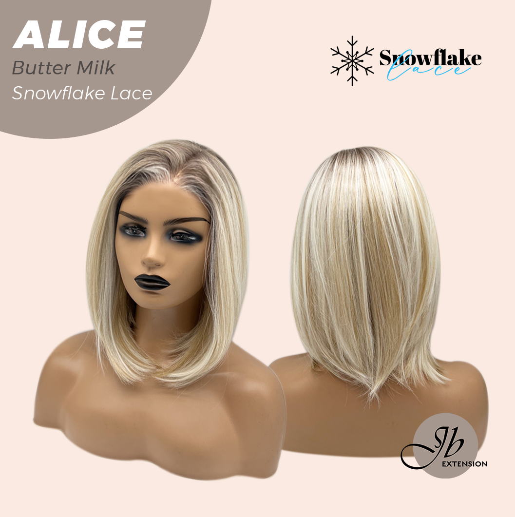 JBEXTENSION 12 Inches Butter Milk Pre-Cut Side Part Snowflake Lace Frontlace Glueless Wig ALICE BUTTER MILK【BENDY EAR TABS】- S/M