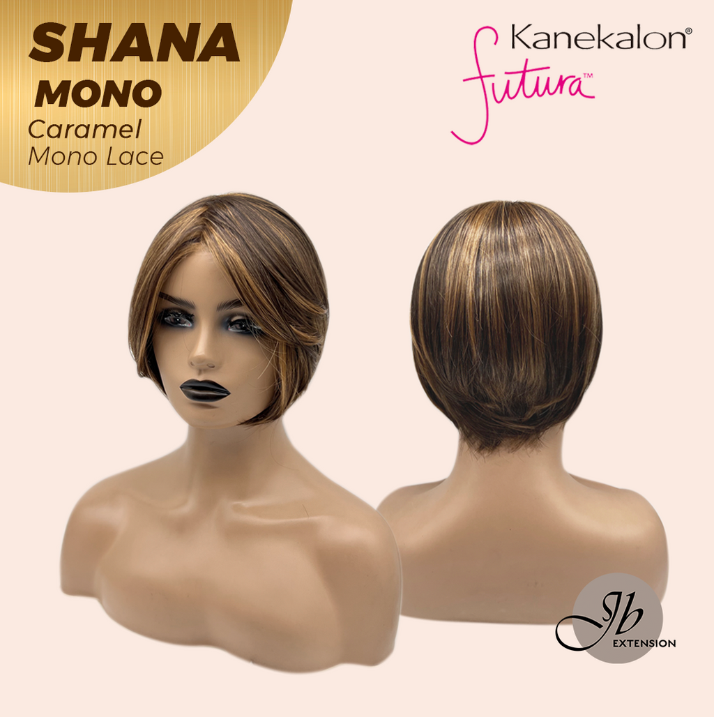 JBEXTENSION SHANA MONO Monofilament Handmade Wig 6X5 Full Monofilament Hand Tied Top Wig 10 Inches Caramel Mono Lace Handmade Futura Fiber Wig With Anti-slip Silicone Strips Glueless Wig SHANA MONO CARAMEL【BENDY EAR TABS】
