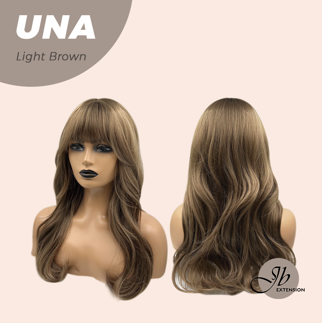 JBEXTENSION 22 Inches Light Brown Wave With Bangs Wig UNA LIGHT BROWN