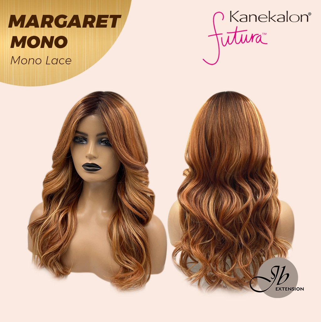 JBEXTENSION MARGARET MONO Monofilament Handmade Wig 6X5 Full Monofilament Hand Tied Top Wig 20 Inches Light Copper Mono Lace Handmade Futura Fiber Wig With Anti-slip Silicone Strips Glueless Wig MARGARET MONO【BENDY EAR TABS】