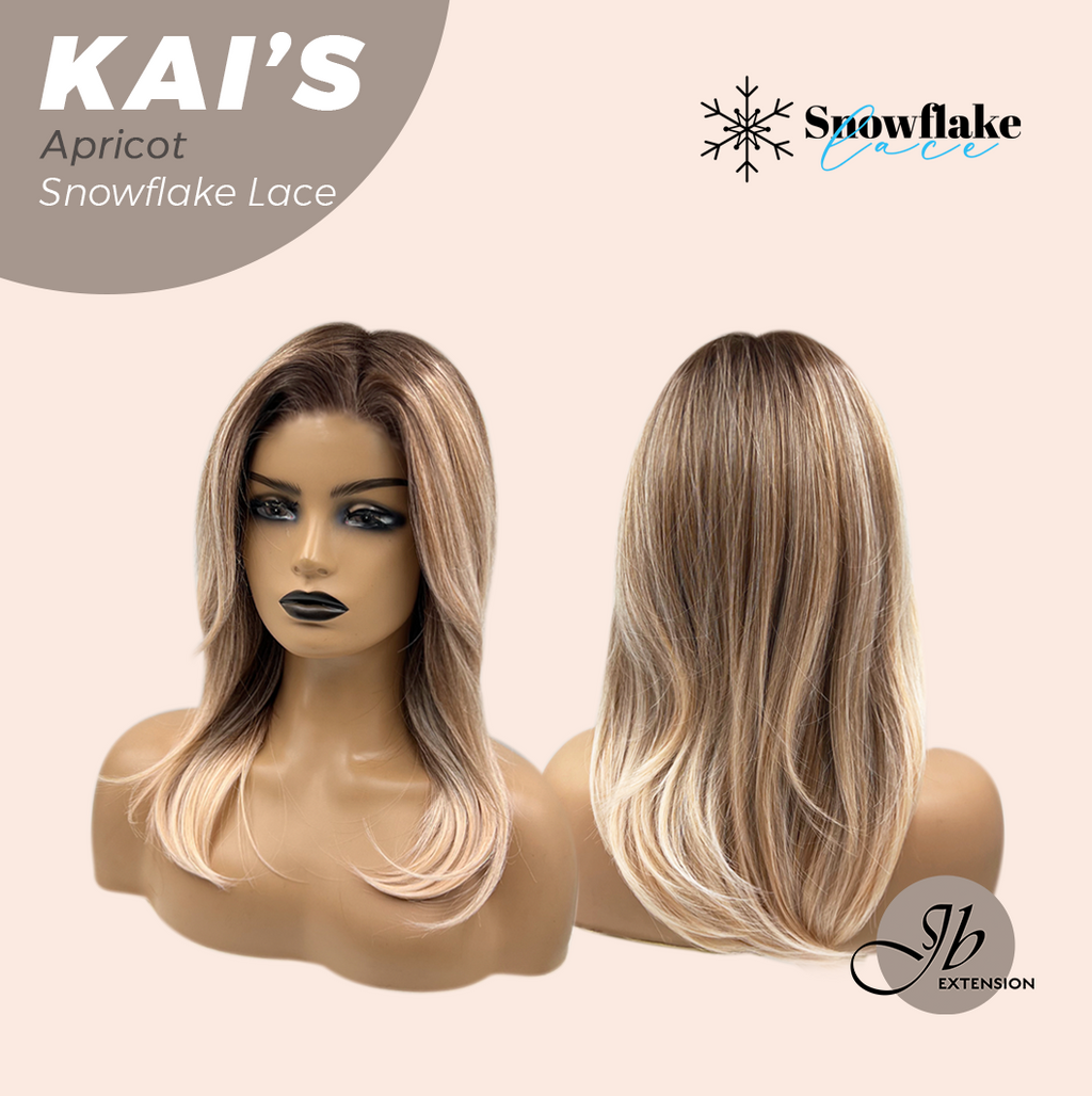 JBEXTENSION 18 Inches Apricot Pre-Cut Snowflake Lace Frontlace Glueless Wig KAI'S APRICOT【PERMATEASE】【BENDY EAR TABS】
