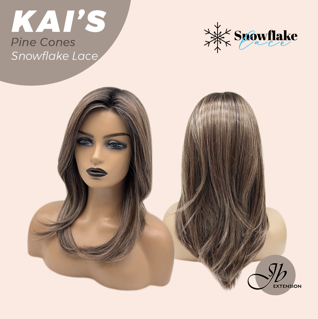 JBEXTENSION 18 Inches Pine Cones Pre-Cut Snowflake Lace Frontlace Glueless Wig KAI'S PINE CONES【PERMATEASE】【BENDY EAR TABS】