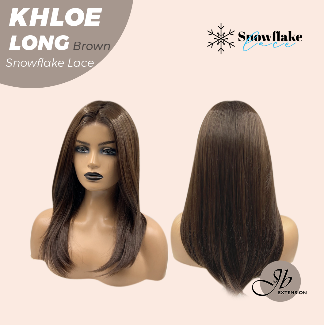 JBEXTENSION 18 Inches Brown Pre-Cut Snowflake Lace Frontlace Glueless Wig KHLOE LONG BROWN【PERMATEASE】【BENDY EAR TABS】