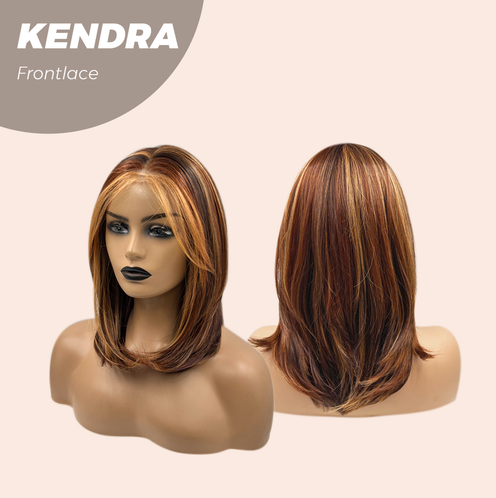 Nichole's Selection - 16 Inches Auburn Highlight Pre-Cut Frontlace Glueless Wig KENDRA