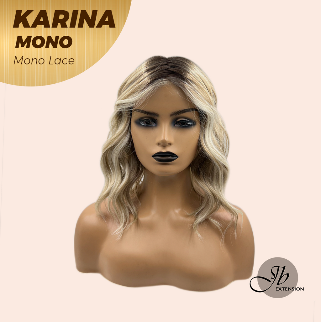 JBEXTENSION KARINA MONO Full Monofilament Handmade Full Lace Full Hand Tied Wig 14 Inches Blonde Mono Lace Handmade Futura Fiber Wig Glueless Wig KARINA MONO【BENDY EAR TABS】