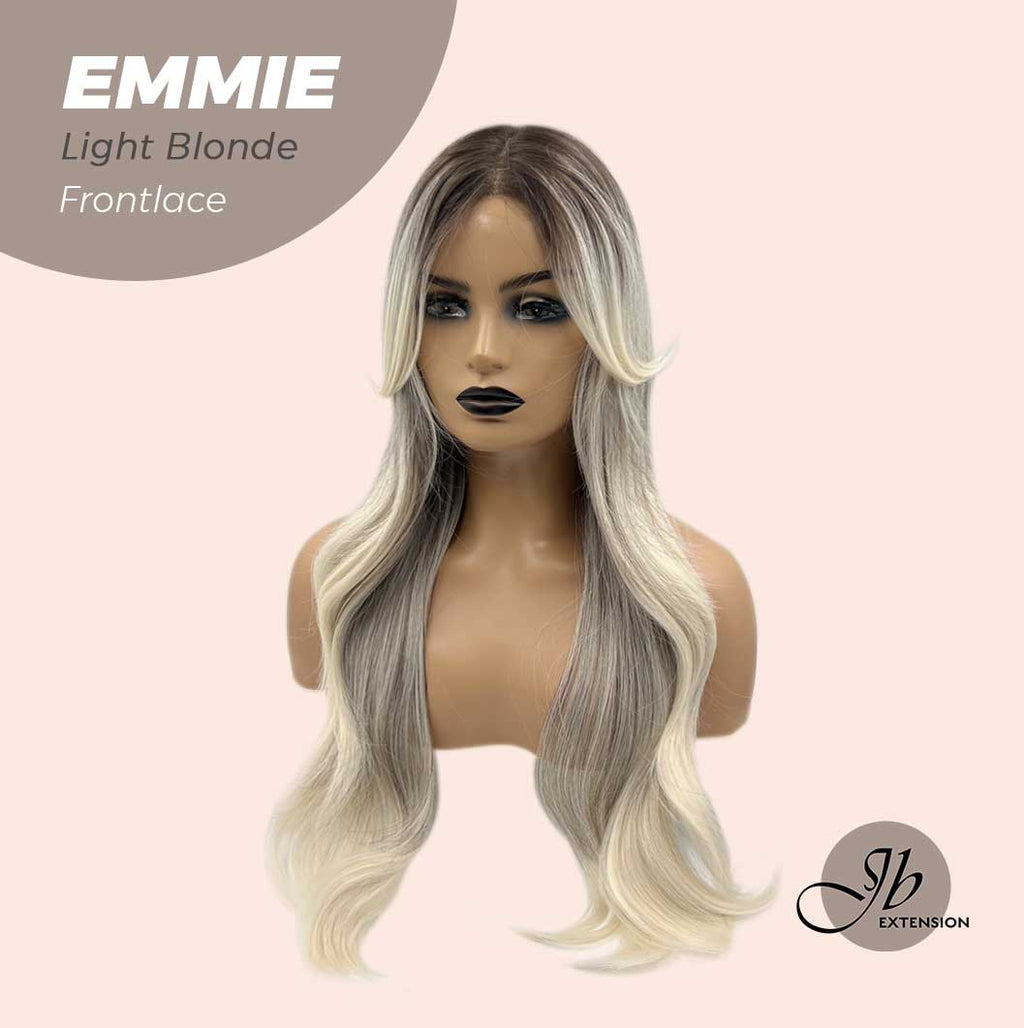 Nichole's Selection -26 Inches Curly Balayage Light Blonde With Dark Root Wig Pre-Cut Frontlace Glueless Wig EMMIE LIGHT BLONDE