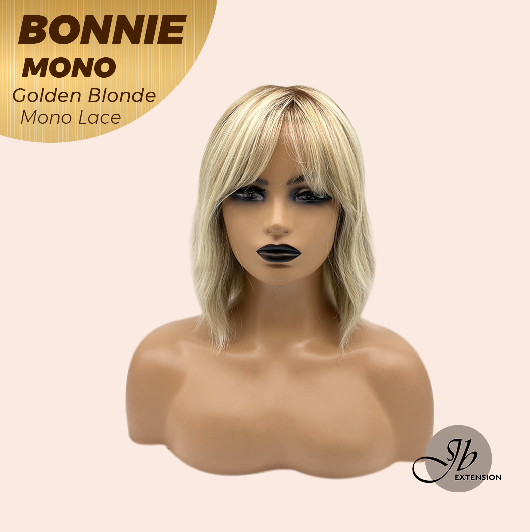 [PRE-ORDER] JBEXTENSION BONNIE MONO GOLDEN BLONDE Full Monofilament Handmade Full Lace Full Hand Tied Wig 12 Inches Golden Blonde With Dark Root Mono Lace Handmade Futura Fiber Glueless Wig BONNIE MONO GOLDEN BLONDE【BENDY EAR TABS】