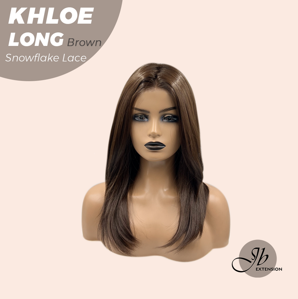 JBEXTENSION 18 Inches Brown Pre-Cut Snowflake Lace Frontlace Glueless Wig KHLOE LONG BROWN【PERMATEASE】【BENDY EAR TABS】