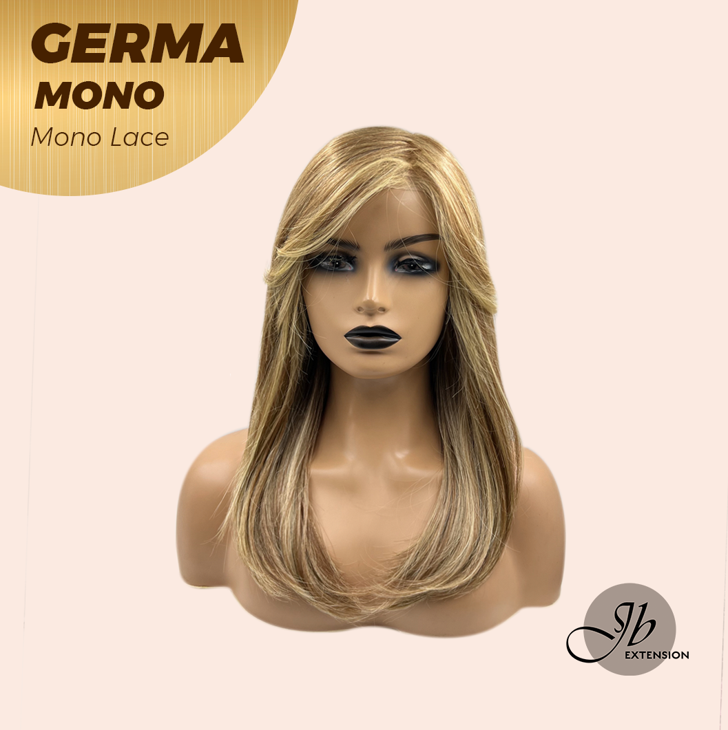 JBEXTENSION GERMA MONO Full Monofilament Handmade Full Lace Full Hand Tied Wig 20 Inches Honey Blonde Mono Lace Handmade Futura Fiber Wig Glueless Wig GERMA MONO【BENDY EAR TABS】
