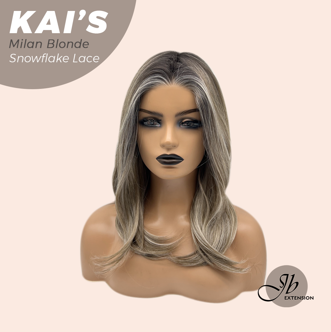 JBEXTENSION 18 Inches Milan Blonde Pre-Cut Snowflake Lace Frontlace Glueless Wig KAI'S MILAN BLONDE【PERMATEASE】【BENDY EAR TABS】- M/L
