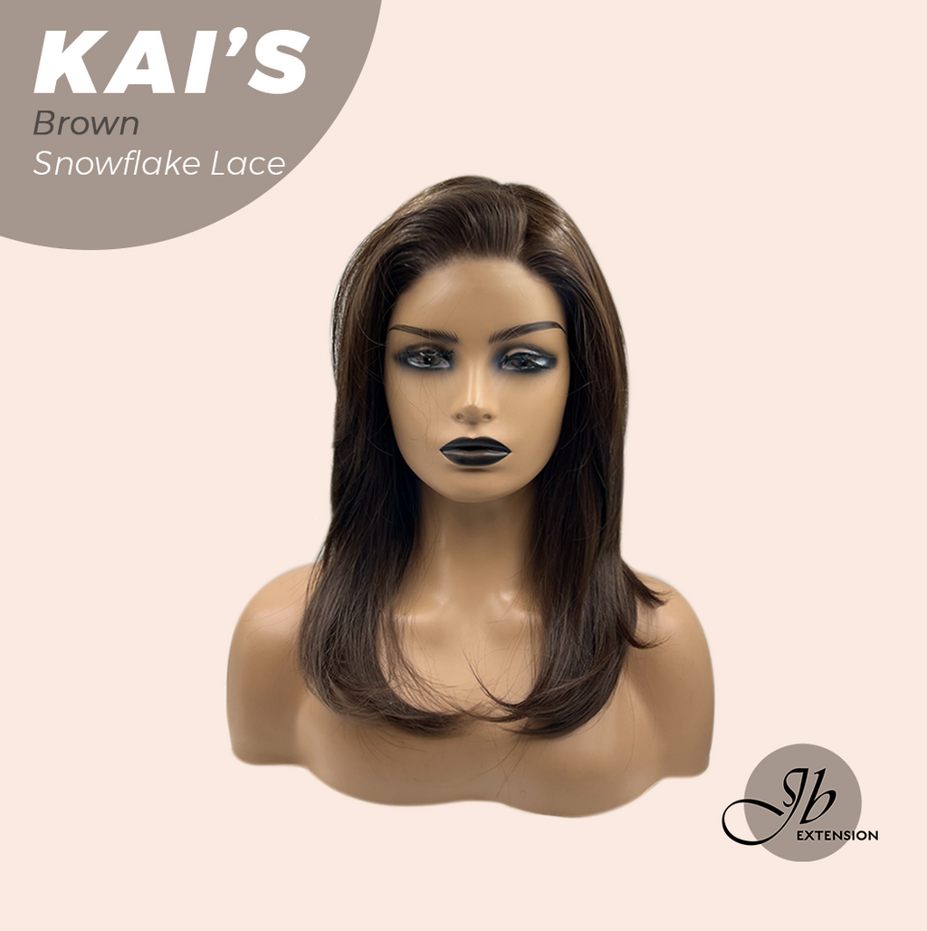 JBEXTENSION 18 Inches Brown Pre-Cut Snowflake Lace Frontlace Glueless Wig KAI'S BROWN【PERMATEASE】【BENDY EAR TABS】