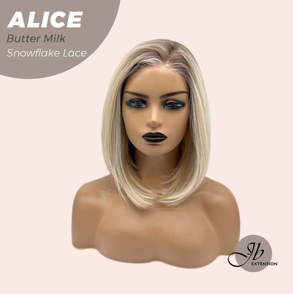 JBEXTENSION 12 Inches Butter Milk Pre-Cut Side Part Snowflake Lace Frontlace Glueless Wig ALICE BUTTER MILK【BENDY EAR TABS】- S/M