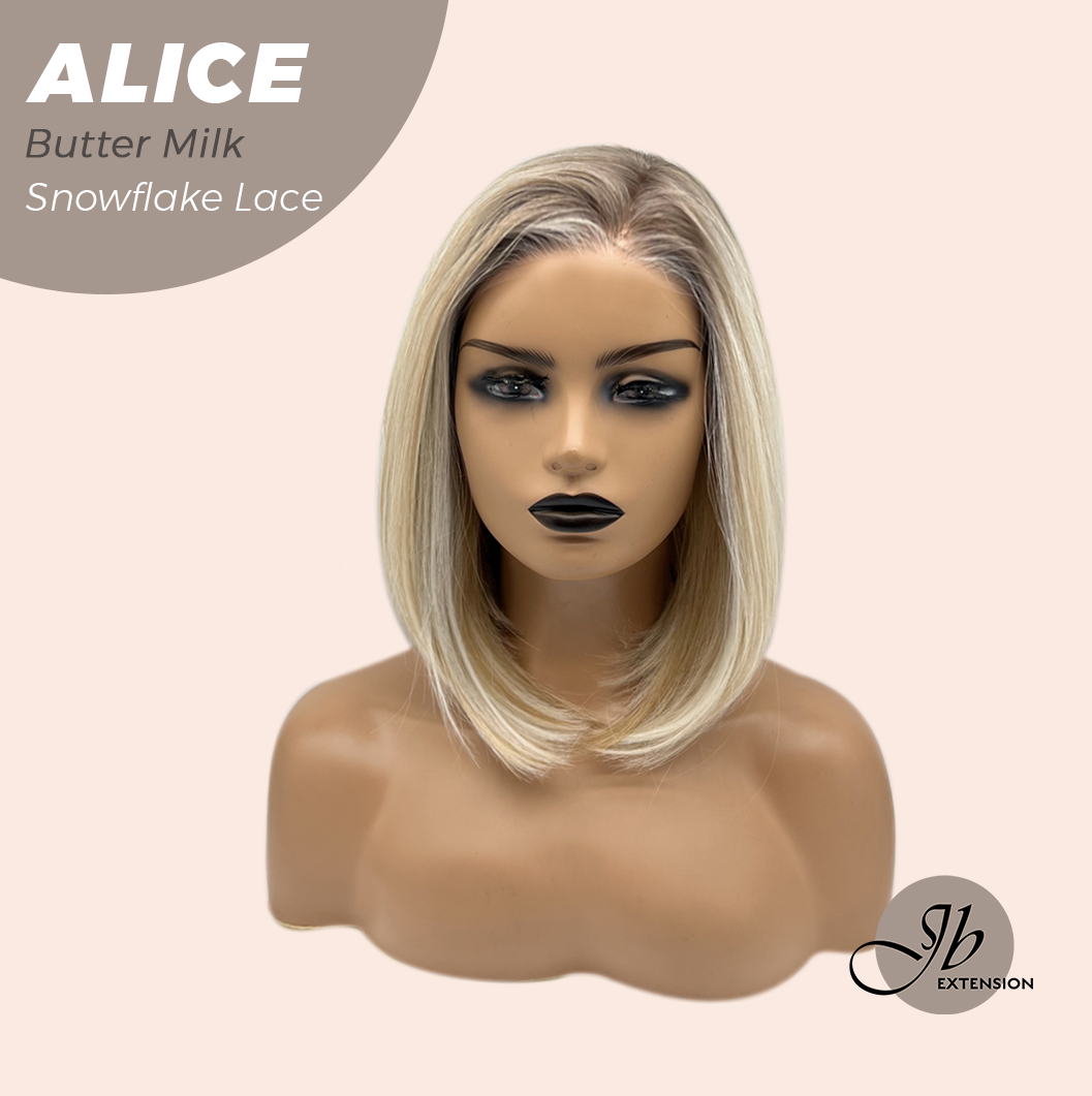 JBEXTENSION 12 Inches Butter Milk Pre-Cut Side Part Snowflake Lace Frontlace Glueless Wig ALICE BUTTER MILK【BENDY EAR TABS】- S/M