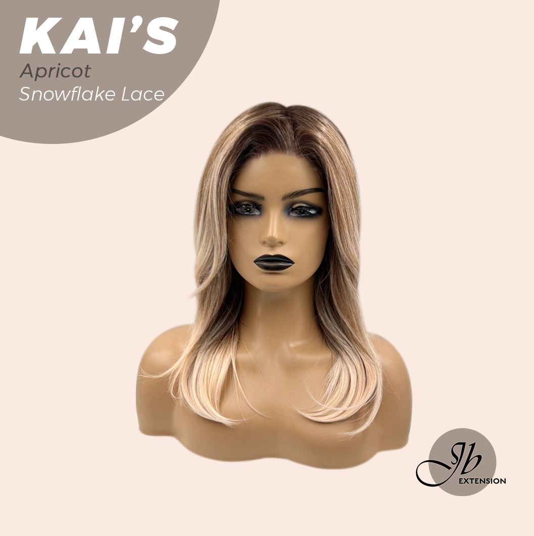 JBEXTENSION 18 Inches Apricot Pre-Cut Snowflake Lace Frontlace Glueless Wig KAI'S APRICOT【PERMATEASE】【BENDY EAR TABS】