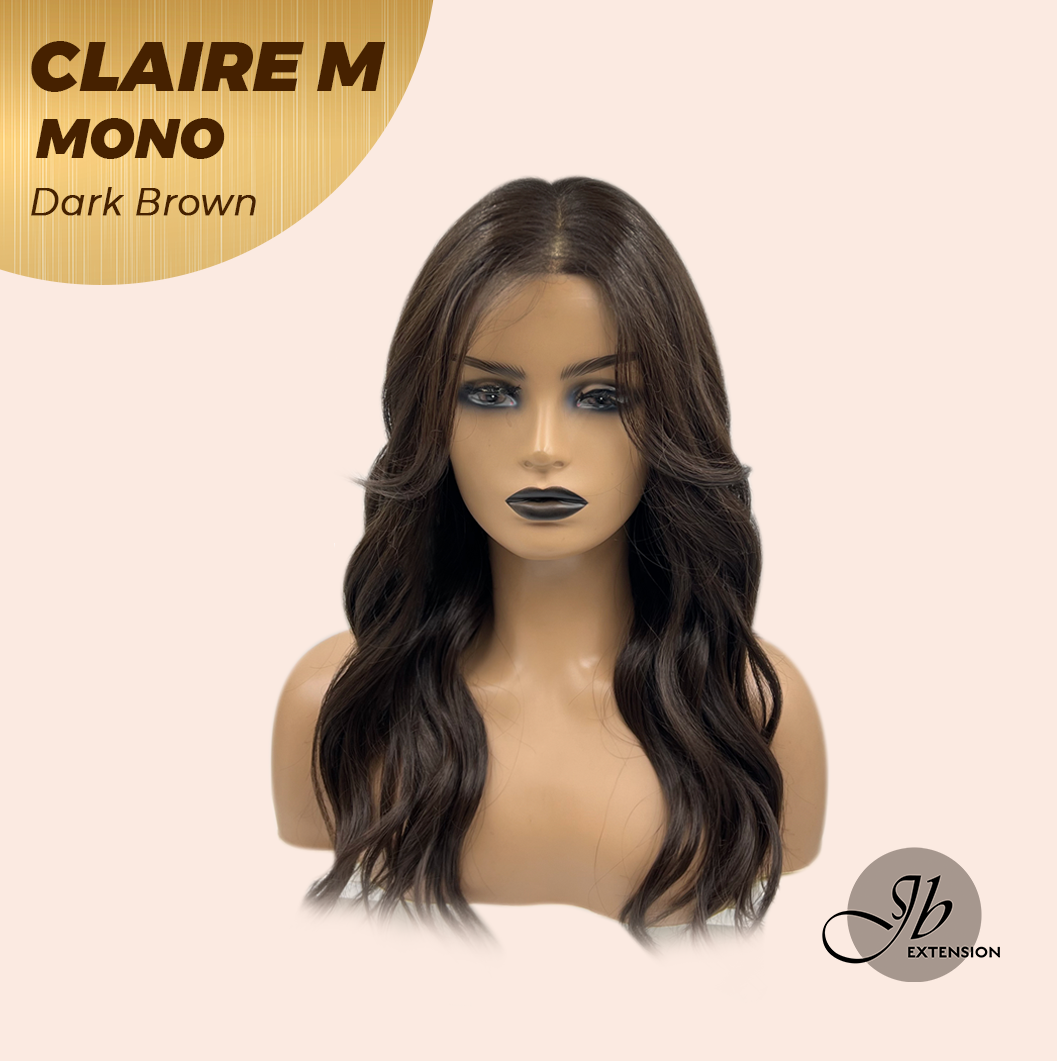 [PRE-ORDER] HOT OF SEASON - CLAIRE MONO DARK BROWN Partial Monofilament Wig 22 Inches Dark Brown Partial Mono Lace Glueless Wig CLAIRE MONO DARK BROWN【BENDY EAR TABS】