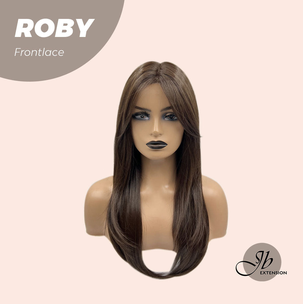 Get the Influencer Look with22 Inches Brown Medium Length Women Pre-Cut Frontlace Glueless Wig ROBY