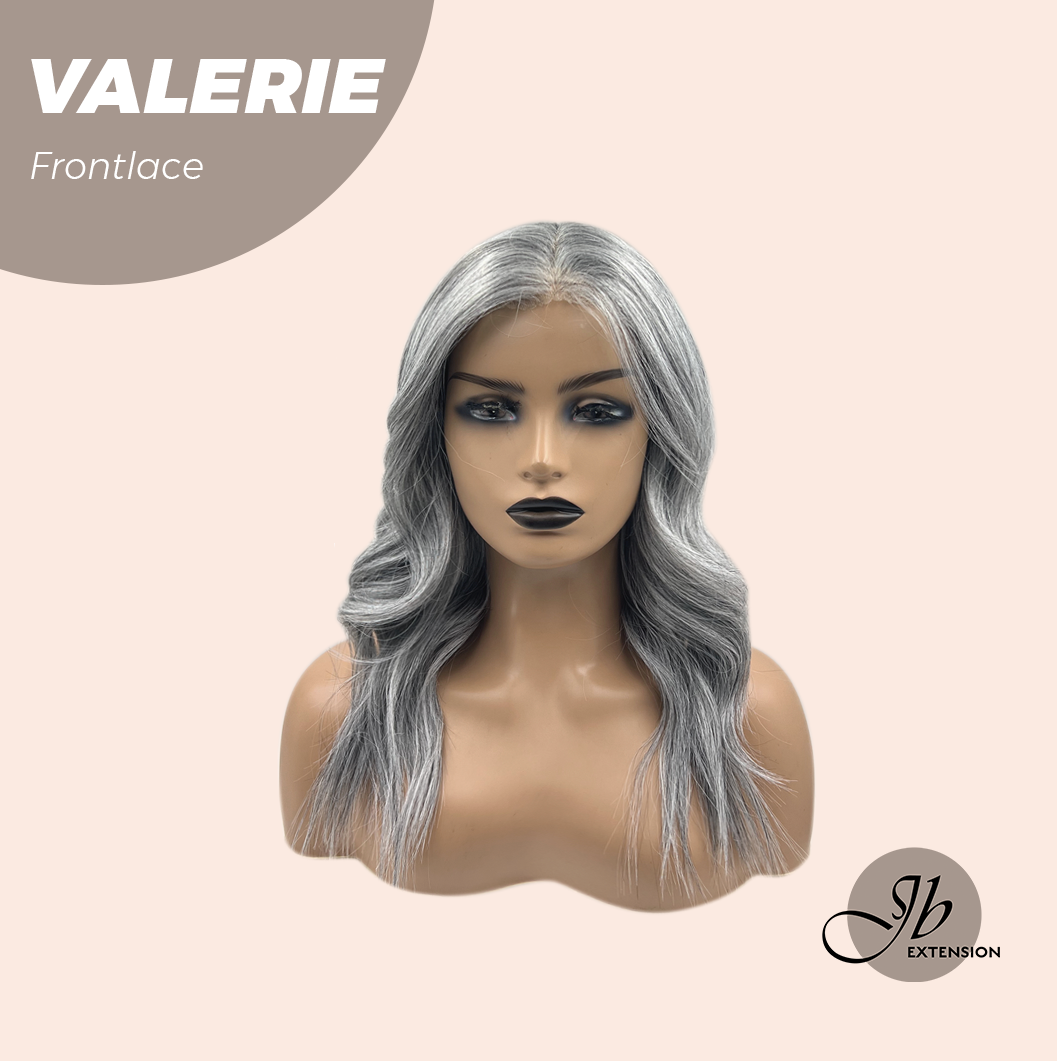 JBEXTENSION 18 Inches Curly Grey Pre-Cut Frontlace Glueless Wig VALERIE