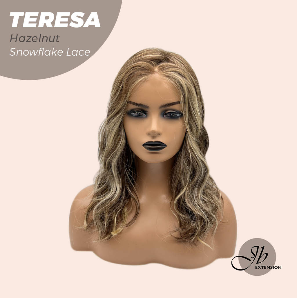 JBEXTENSION 18 Inches Hazelnut Pre-Cut Snowflake Lace Frontlace Glueless Wig TERESA HAZELNUT【PERMATEASE】【BENDY EAR TABS】- M/L