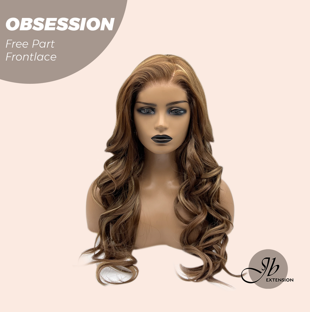 Nichole's Selection - 24 Inches Brown With Highlight Wave 13X6 Pre-Cut Free Part Frontlace Glueless Wig OBSESSION