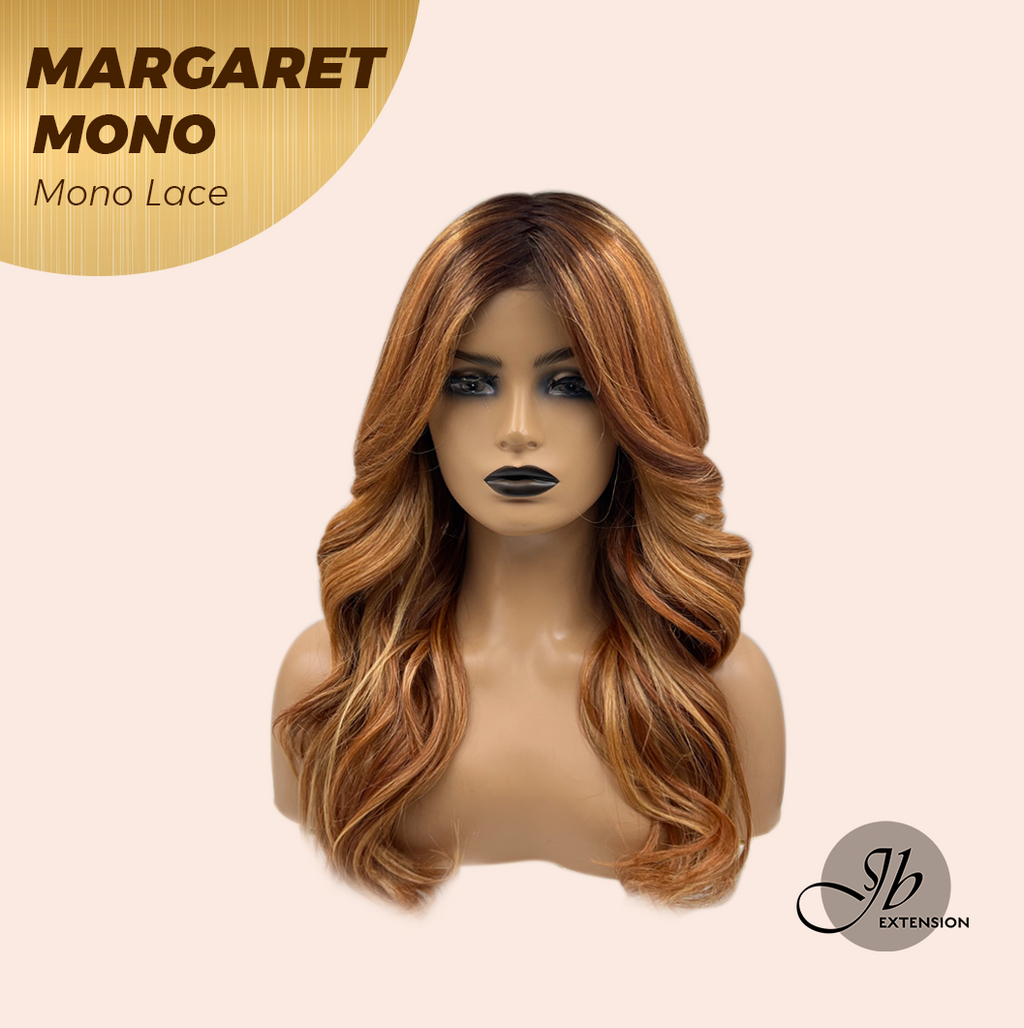 JBEXTENSION MARGARET MONO Monofilament Handmade Wig 6X5 Full Monofilament Hand Tied Top Wig 20 Inches Light Copper Mono Lace Handmade Futura Fiber Wig With Anti-slip Silicone Strips Glueless Wig MARGARET MONO【BENDY EAR TABS】