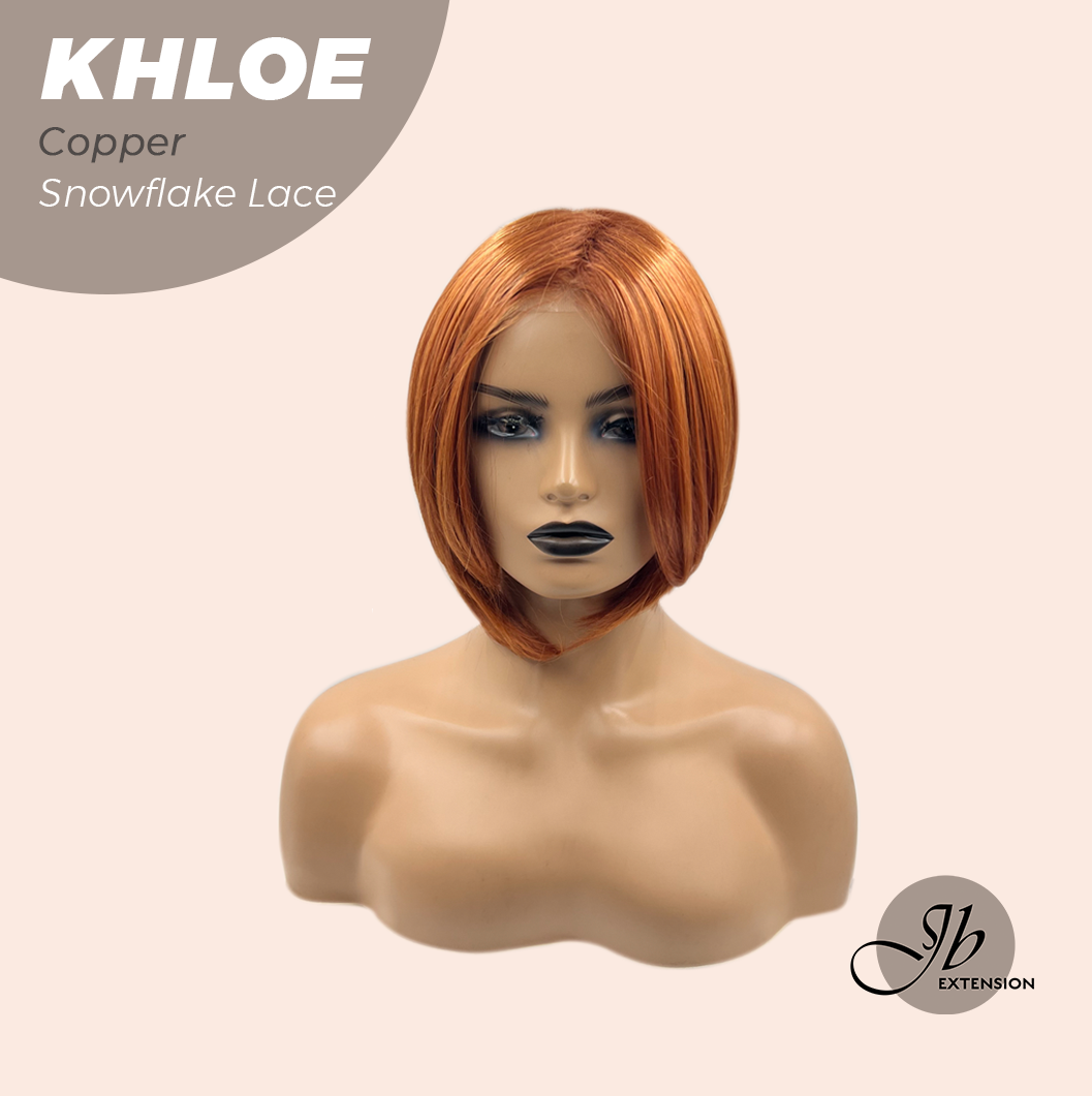 HOT OF SEASON - 12 Inches Bob Cut Copper Pre-Cut Snowflake Lace Frontlace Glueless Wig KHLOE COPPER【PERMATEASE】【BENDY EAR TABS】
