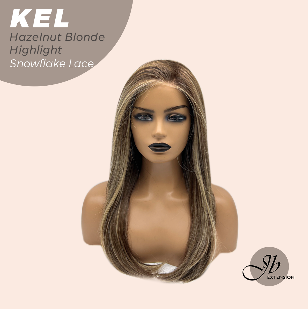 [PRE-ORDER] JBEXTENSION 22 Inches Hazelnut Blonde Highlight Pre-Cut Snowflake Lace Frontlace Glueless Wig KEL HAZELNUT【PERMATEASE】【BENDY EAR TABS】