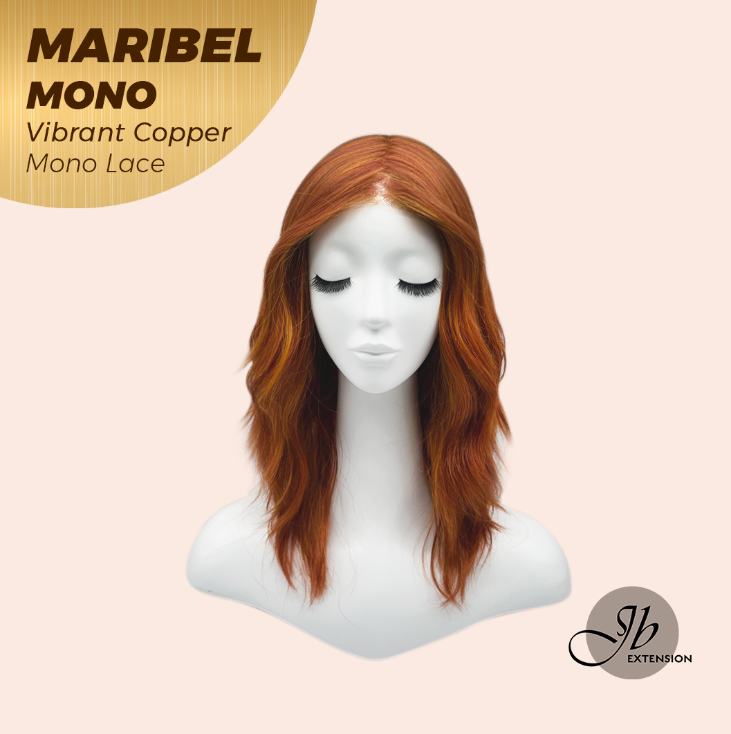 JBEXTENSION MARIBEL MONO VIBRANT COPPER Monofilament Handmade Wig 6X5 Full Monofilament Hand Tied Top Wig 16 Inches Vibrant Copper Wave Mono Lace Wig With Anti-slip Silicone Strips Glueless Wig MARIBEL MONO VIBRANT COPPER【BENDY EAR TABS】