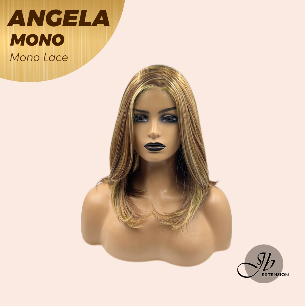 JBEXTENSION ANGELA MONO Monofilament Handmade Wig 6X5 Full Monofilament Hand Tied Top Wig 16 Inches Crème Caramel Mono Lace Wig With Anti-slip Silicone Strips Glueless Wig ANGELA MONO【BENDY EAR TABS】