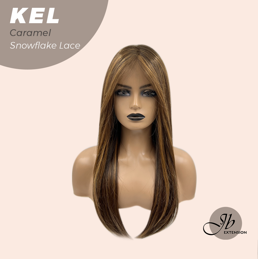 Nichole's Selection - 22 Inches Caramel Pre-Cut Snowflake Lace Frontlace Glueless Wig KEL CARAMEL【PERMATEASE】【BENDY EAR TABS】