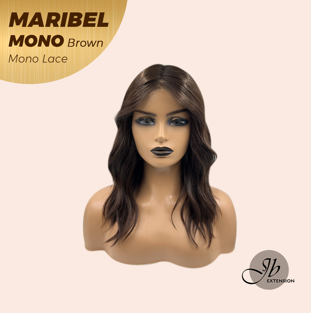 JBEXTENSION MARIBEL MONO Monofilament Handmade Wig 6X5 Full Monofilament Hand Tied Top Wig 16 Inches Brown Wave Mono Lace Wig With Anti-slip Silicone Strips Glueless Wig MARIBEL MONO BROWN【BENDY EAR TABS】