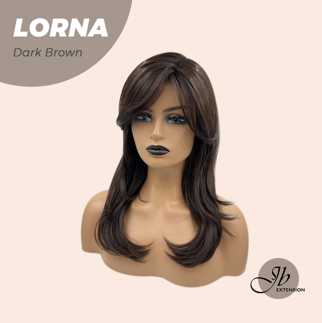 HOT OF SEASON -18 Inches Dark Brown Curly Women Fashion Full Machine Wig With Bangs LORNA DARK BROWN【PLUS PERMATEASE】【BENDY EAR TABS】