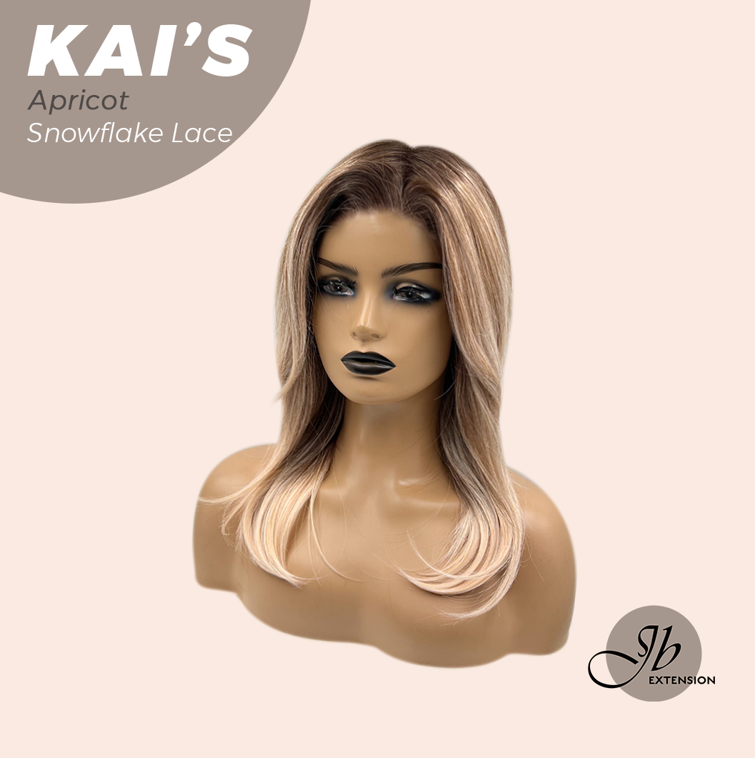 JBEXTENSION 18 Inches Apricot Pre-Cut Snowflake Lace Frontlace Glueless Wig KAI'S APRICOT【PERMATEASE】【BENDY EAR TABS】