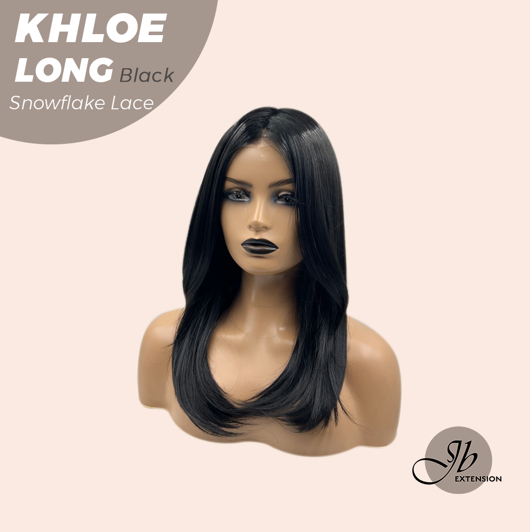 SNOWFLAKE LACE- JBEXTENSION 18 Inches Black Pre-Cut Snowflake Lace Frontlace Glueless Wig KHLOE LONG BLACK【PERMATEASE】【BENDY EAR TABS】