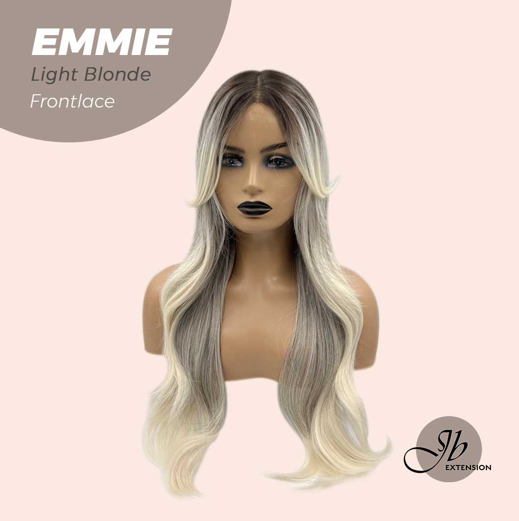 Nichole's Selection -26 Inches Curly Balayage Light Blonde With Dark Root Wig Pre-Cut Frontlace Glueless Wig EMMIE LIGHT BLONDE