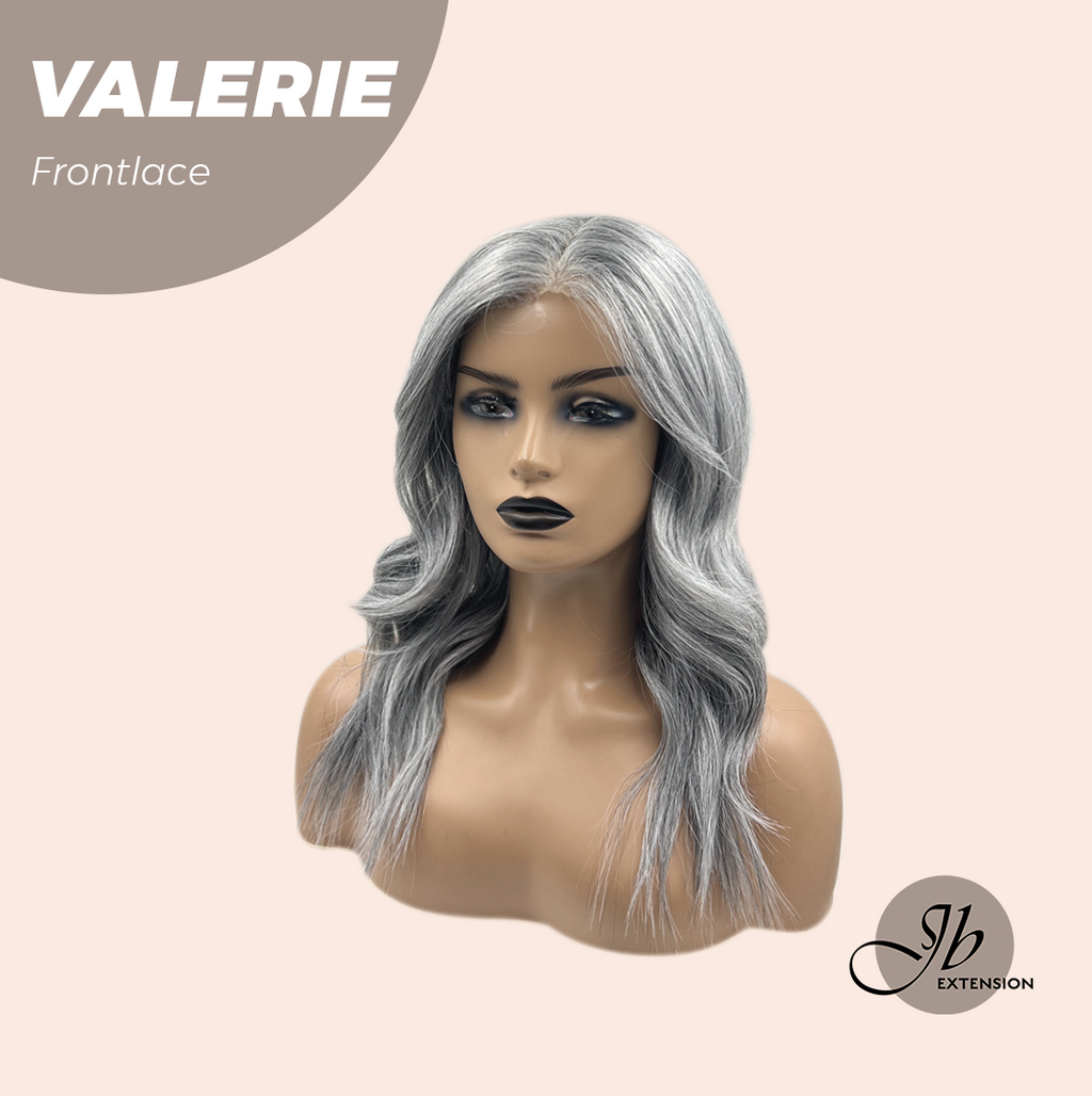JBEXTENSION 18 Inches Curly Grey Pre-Cut Frontlace Glueless Wig VALERIE
