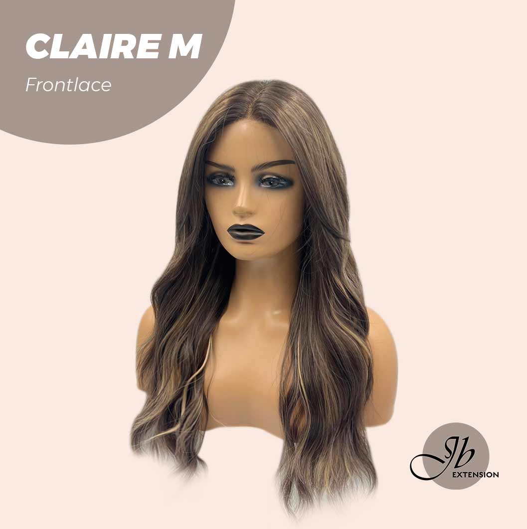 Nichole's Selection - 22 Inches Body Wave Brown With Highlight Pre-Cut Frontlace Glueless Wig CLAIRE LACE M