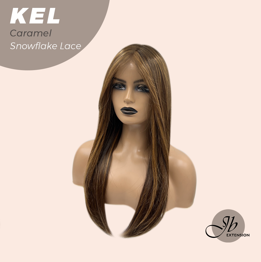 Nichole's Selection - 22 Inches Caramel Pre-Cut Snowflake Lace Frontlace Glueless Wig KEL CARAMEL【PERMATEASE】【BENDY EAR TABS】